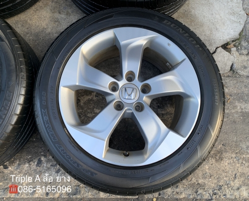 ล้อแม็ก Honda HRV ขอบ 17 สีบอร์นเงิน พร้อมยาง 215-55-17 Dunlop ปลายปี 15