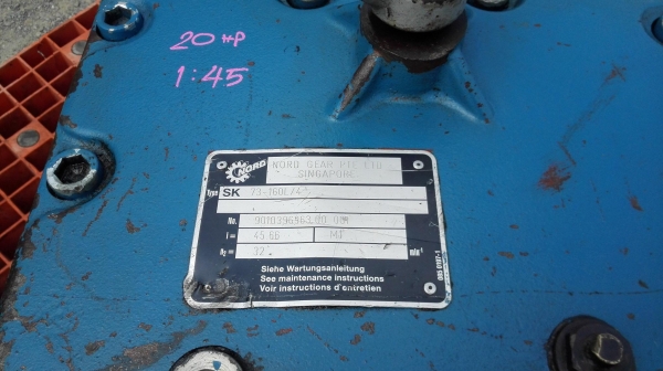 มอเตอร์เกียร์ทด_NORD ขนาด 20 HP 380V อัตราทด 1:45 (33 rpm) สภาพสวยวิ่งนิ่มพร้อมใช้