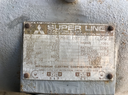 ขายมอเตอร์ไฟฟ้า Mitsubishi และ Hitachi 2HP. 1450RPM. 220V ไฟบ้าน สภาพสวยเดิมๆ หมุนนิ่ม รุ่นโครงเหล็กหล่อ แข็งแรง พร้อมใช้งาน