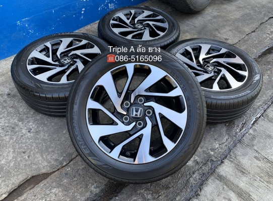 ล้อแม็ก Honda Civic FC ขอบ 16 สีดำหน้าเงา พร้อมยาง 215-55-16 Dunlop ปี 16 สภาพดี