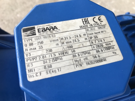 ขายปั๊มน้ำหัวปั๊มสแตนเลสแรงดันสูง Ebara 2HP. 380V made in Italy สภาพสวยใหม่มาก หมุนนิ่ม พร้อมใช้งาน ขายปั๊มน้ำหัวปั๊มสแตนเลสแรงดันสูง Ebara 2HP. 380V made in Italy สภาพสวยใหม่มาก หมุนนิ่ม พร้อมใช้งาน