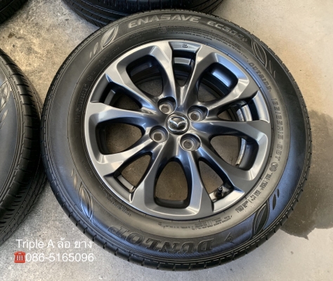 ล้อแม็ก Mazda 2 ขอบ 15 สีดำ มิดไนท์ พร้อมยาง 185-65-15 Dunlop ปี 18 แม็กสวย ดอกยางหนาปึก