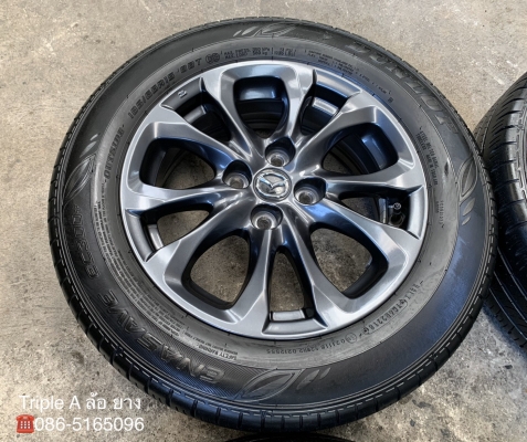 ล้อแม็ก Mazda 2 ขอบ 15 สีดำ มิดไนท์ พร้อมยาง 185-65-15 Dunlop ปี 18 แม็กสวย ดอกยางหนาปึก