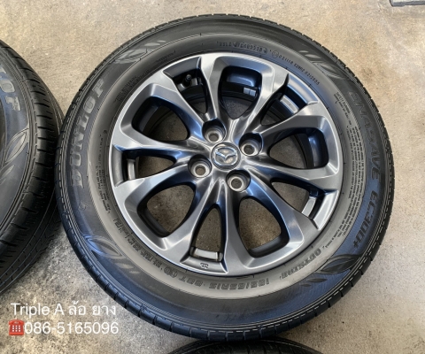 ล้อแม็ก Mazda 2 ขอบ 15 สีดำ มิดไนท์ พร้อมยาง 185-65-15 Dunlop ปี 18 แม็กสวย ดอกยางหนาปึก