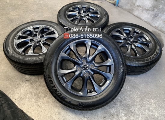 ล้อแม็ก Mazda 2 ขอบ 15 สีดำ มิดไนท์ พร้อมยาง 185-65-15 Dunlop ปี 18 แม็กสวย ดอกยางหนาปึก