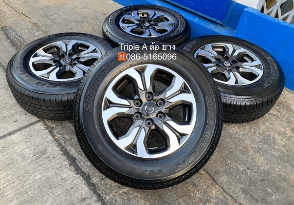 ล้อแม็ก Mazda BT50 Pro ขอบ17 สีเทาหน้าเงา พร้อมยางป้ายแดง 265-65-17 Bridgestone ปี 19 สวยๆ