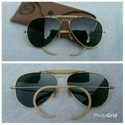 แว่นตา 'เรย์ - แบน - แสนสะท้าน' ยูเอสเอ ตัวแท้ !  ทศวรรษที่ '70s  ขนาดมาตรฐาน 58 mm  โมเดลอมตะ 'แมคอาร์เธอร์ - เอาท์ดอร์สแมน - คานหุ้มงา - ขาสปริงเกี่ยว'  สภาพวินเทพใช้งานถนอม  โคตรเลนส์กระจกคริส