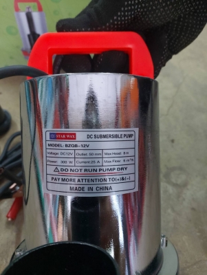 ปั๊มน้ำ ปั๊มดูดน้ำ ไดไว่ ปั๊มจุ่ม ปั๊มแช่ ไฟฟ้าDc 12v. แบตเตอรี่ กำลัง300วัตต์