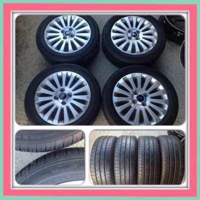 ขายแม็กเดิม Ford Festa ขอบ15 4/100+ ยางปลายปี10. ราคา5,500 บาทถูก