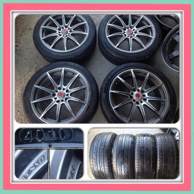 ขายแม็กมือ2 ขอบ17 Lenso Samulai สีดำหน้าเงา 4รู100/114 พร้อมยางปี10 ราคา 9,300 บาท