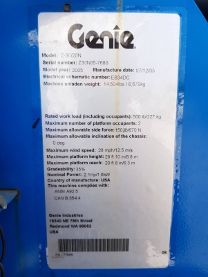 ขายรถกระเช้าไฟฟ้า 9เมตร GENIE Z-30/20N ปี2007 เก่าญี่ปุ่น ประหยัดกว่ามือ1ไปกว่า 70\% ขายรถกระเช้าไฟฟ้า 9เมตร GENIE Z-30/20N ปี2007 เก่าญี่ปุ่น ประหยัดกว่ามือ1ไปกว่า 70\%