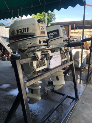 ขาย เครื่องเรือ Johnson 25แรง หาง 17 เก่าญี่ปุ่น ราคาตัวละ 25,000