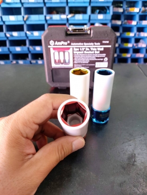 ชุดบล็อก ลูกบล็อก อย่างดีของแท้ AmPRo ขนาด 1/2&quot; ตัวยาว เบอร์ 17 เบอร์ 19 เบอร์ 21 รุ่น3ตัวชุดพร