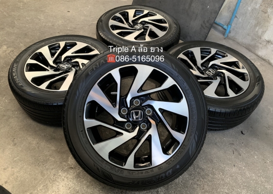 ล้อแม็ก Honda Civic FC ขอบ 16 สีดำหน้าเงา พร้อมยาง 215-55-16 Dunlop ปี 16