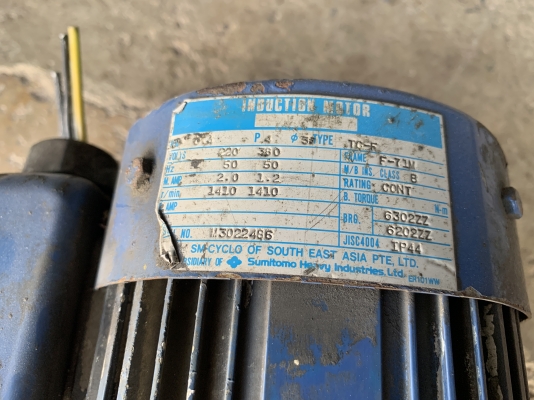 ขายมอเตอร์เกียร์ Cycro drive Sumitomo 0.5HP. 380V อัตราทด 1:17 เพลาออกประมาณ 85รอบต่อนาที สภาพสวย หมุนนิ่ม พร้อมใช้งาน