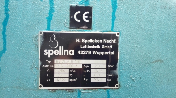 รูทโบลเวอร์อัดอากาศเยอรมันขนาดใหญ่ SPELLNA GERMANY ขนาดท่อ 14&rdquo;- 14&rdquo; บอดี้ 100x150 cm ใช้