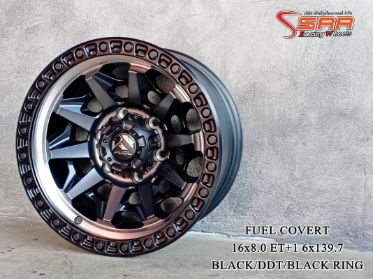 FUEL COVERT D717 ขอบ16 ET+1 6x139.7 BLACK/DDT/BLACK RING