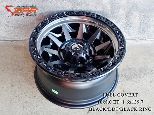 FUEL COVERT D717 ขอบ16 ET+1 6x139.7 BLACK/DDT/BLACK RING