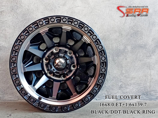 FUEL COVERT D717 ขอบ16 ET+1 6x139.7 BLACK/DDT/BLACK RING