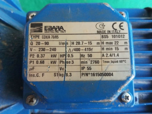 ปั๊มน้ำหอยโข่ง ยี่ห้อ Ebara ขนาด 0.5 แรง ไฟ 380V ท่อเข้า 1.5 นิ้ว ท่อออก 1.2 นิ้ว ส่งน้ำสูง 22 เมตร ตัวปั๊มเป็นสแตนเลส เหมาะกับงานในระบบอุตสาหกรรมการสาธารณูปโภค การเพิ่มแรงดันของเหลวในระบบ สามารถใช้งานในระบบดับเพลิง ระบบทำความร้อน ระบบปรับอากาศ และระบบงาน ปั๊มน้ำหอยโข่ง ยี่ห้อ Ebara ขนาด 0.5 แรง ไฟ 380V ท่อเข้า 1.5 นิ้ว ท่อออก 1.2 นิ้ว ส่งน้ำสูง 22 เมตร ตัวปั๊มเป็นสแตนเลส เหมาะกับงานในระบบอุตสาหกรรมการสาธารณูปโภค การเพิ่มแรงดันของเหลวในระบบ สามารถใช้งานในระบบดับเพลิง ระบบทำความร้อน ระบบปรับอากาศ และระบบงาน