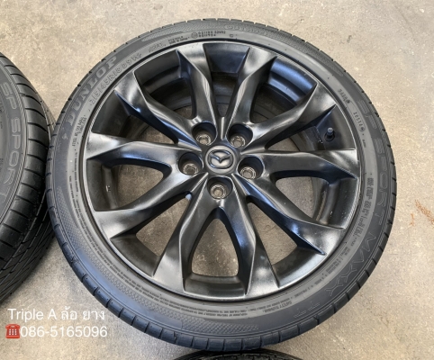 ล้อแม็ก Mazda 3 ขอบ 18 สีดำ แถมยาง 215-45-18 Dunlop ปี 16 ล้อแม็ก Mazda 3 ขอบ 18 สีดำ แถมยาง 215-45-18 Dunlop ปี 16