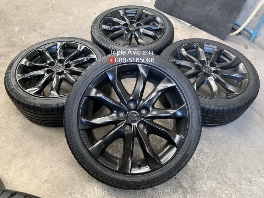 ล้อแม็ก Mazda 3 ขอบ 18 สีดำ แถมยาง 215-45-18 Dunlop ปี 16