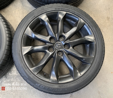 ล้อแม็ก Mazda 3 ขอบ 18 สีดำ แถมยาง 215-45-18 Dunlop ปี 16 ล้อแม็ก Mazda 3 ขอบ 18 สีดำ แถมยาง 215-45-18 Dunlop ปี 16