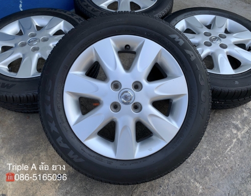 ล้อแม็ก Nissan March ขอบ 15 พร้อมยาง 175-65-15 Maxxis ปี 18 สภาพดี ล้อแม็ก Nissan March ขอบ 15 พร้อมยาง 175-65-15 Maxxis ปี 18 สภาพดี