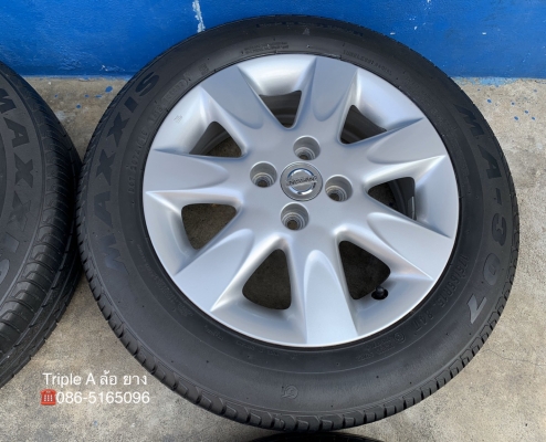 ล้อแม็ก Nissan March ขอบ 15 พร้อมยาง 175-65-15 Maxxis ปี 18 สภาพดี