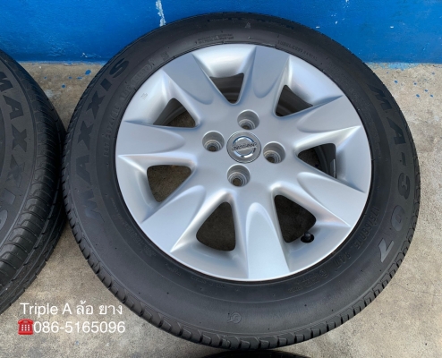 ล้อแม็ก Nissan March ขอบ 15 พร้อมยาง 175-65-15 Maxxis ปี 18 สภาพดี
