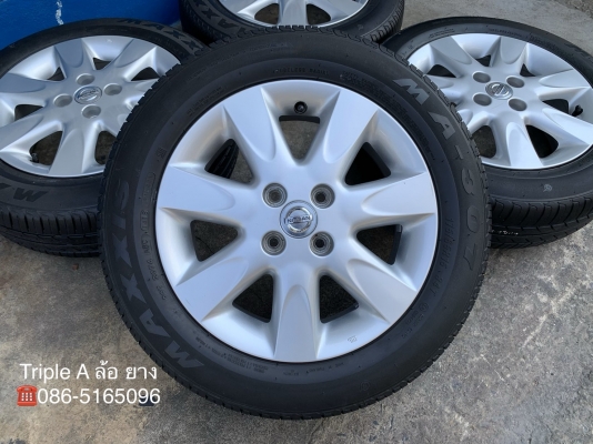 ล้อแม็ก Nissan March ขอบ 15 พร้อมยาง 175-65-15 Maxxis ปี 18 สภาพดี ล้อแม็ก Nissan March ขอบ 15 พร้อมยาง 175-65-15 Maxxis ปี 18 สภาพดี