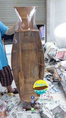เรือไม้สัก ยาว 150 ซม พร้อมขาตั้ง ไม้พาย แถมป้ายมงคล (ส่งทั่วประเทศ)