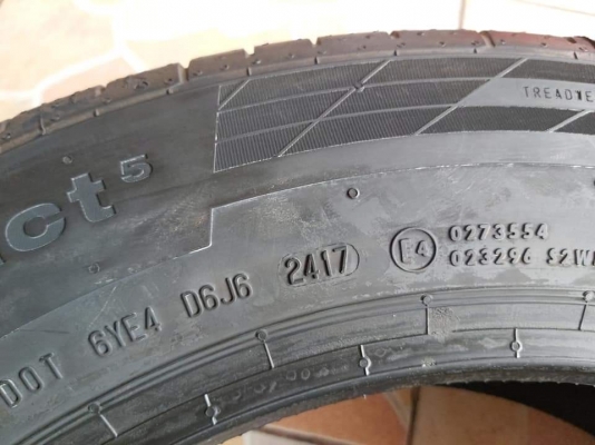 ยางใหม่ตกปี ยางค้างสต็อค Continental ContiSportContact5 225/60R18 ผลิตกลางปี 2017 ประกันบวม 2 ปีเต็ม ขายถูก 4 เส้น 7990.- NET ใส่ถ่วงฟรี รับบัตร ส่งทั่วไทย