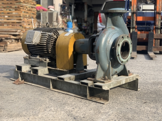 ขายปั๊มน้ำหอยโข่ง Ebara 150x125FSK รุ่นใบทองเหลือง ขนาดเข้า 6นิ้ว ออก 5นิ้ว ชนมอเตอร์ Mitsubishi 40HP. 380V สภาพสวย หมุนนิ่ม พร้อมใช้งาน