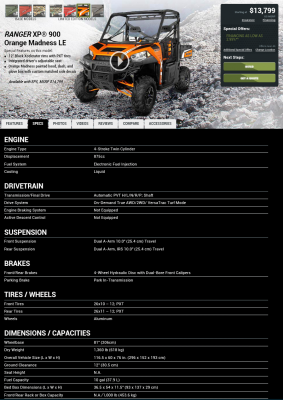 ขาย Polaris UTV Ranger RZR 900 Limited