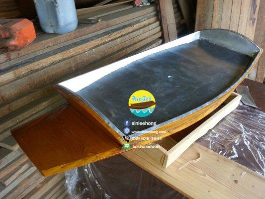 (ส่งทั่วประเทศ) ขายเรือไม้หุ้มมิเนียม โชว์ซีฟู๊ด ยาว 150 ซม