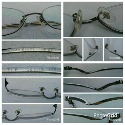 แว่นสายตา 'ไททาเนียมบริสุทธิ์'  ค่าสายตา +200  เจแปนิสแฮนด์เมดทศวรรษที่ 2010's  โมเดลคลาสสิคหายาก 'สี่เหลี่ยมผืนผ้ามน - ครึ่งตา - ร้อยเอ็นด้านบน'  Authentic KYMA RHEIN handmade in Japan