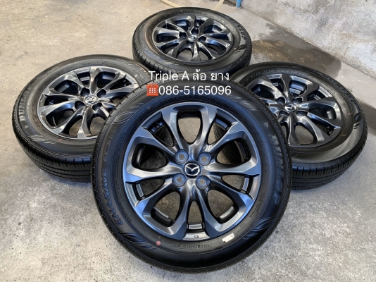 ล้อแม็กป้ายแดง Mazda 2 ขอบ 15 สีดำ มิดไนท์ พร้อมยางป้ายแดง 185-65-15 Dunlop ปี 19 สวยกริ๊บ