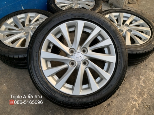 ล้อแม็ก Mitsu Attrage ขอบ 15 พร้อมยาง 185-55-15 Dunlop ปี 18 สภาพสวย