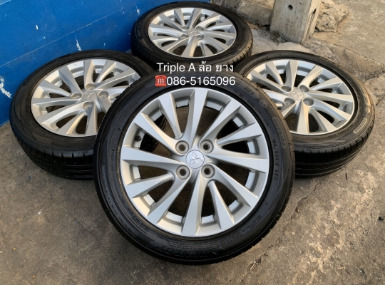 ล้อแม็ก Mitsu Attrage ขอบ 15 พร้อมยาง 185-55-15 Dunlop ปี 18 สภาพสวย