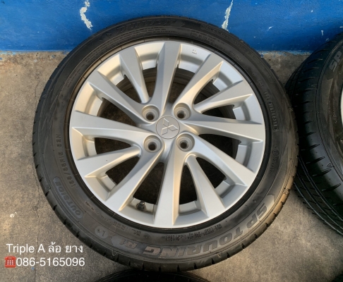 ล้อแม็ก Mitsu Attrage ขอบ 15 พร้อมยาง 185-55-15 Dunlop ปี 18 สภาพสวย