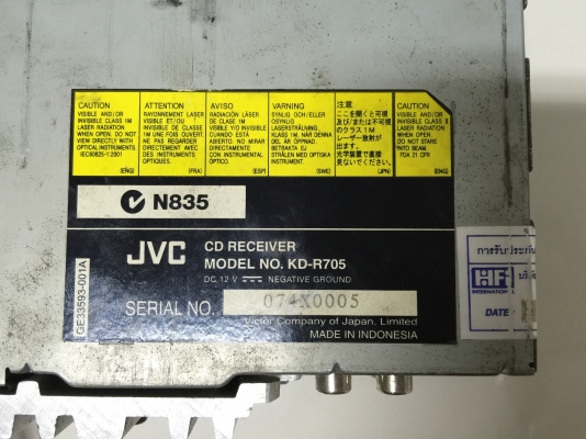 ขายวิทยุ 1 DIN JVC รุ่น KD-R705 เล่นปกติพร้อมรีโมท
