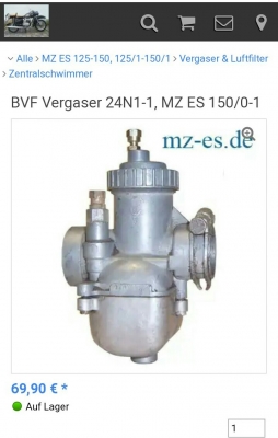 คาร์บูแท้รถเยอรมัน MZ 150es และรถเยอรมันอื่นๆ BVF 24N1-1 เก่าเก็บแท้ ค้างสต็อก