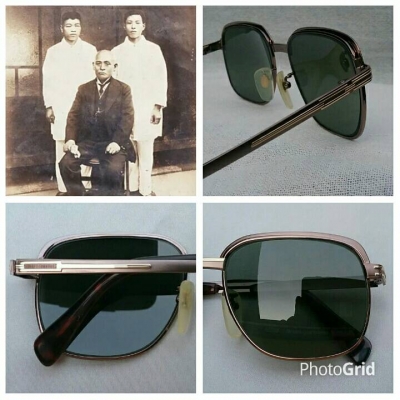 ฉลองพระเนตรขององค์จักรพรรดิ  ผู้ให้กำเนิดแว่นตาสายพันธุ์ซาบาเอะ  ไททาเนียมบริสุทธิ์ + ทองโกลด์ฟิลด์ 12K  สัดส่วนทองคำบริสุทธิ์ 50\%  เลนส์กระจกคริสตัล 'สีเขียวควันไฟ'  Vintage KOOKI MASUNAGA by K&otilde;KI