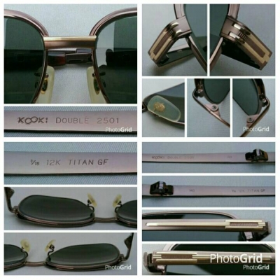 ฉลองพระเนตรขององค์จักรพรรดิ  ผู้ให้กำเนิดแว่นตาสายพันธุ์ซาบาเอะ  ไททาเนียมบริสุทธิ์ + ทองโกลด์ฟิลด์ 12K  สัดส่วนทองคำบริสุทธิ์ 50\%  เลนส์กระจกคริสตัล 'สีเขียวควันไฟ'  Vintage KOOKI MASUNAGA by K&otilde;KI