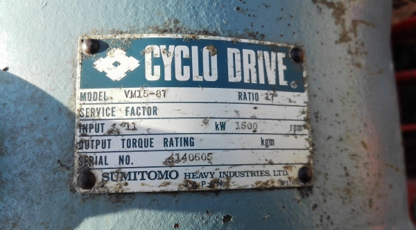 มอเตอร์เกียร์ญี่ปุ่นแบบหน้าแปลน SUMITOMO JAPAN ขนาด 15 HP อัตราทด 1:11 (136 rpm) ไฟ 380V หมุนนิ่มพร้