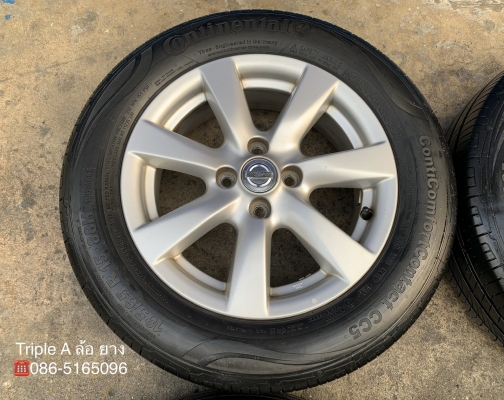 ล้อแม็ก Nissan Almera ขอบ 15 พร้อมยาง 185-65-15 Continental ปี 15 แม็กเดิม ดอกยางหนาปึก ใส่กับ Almera หรือ March ได้เลย