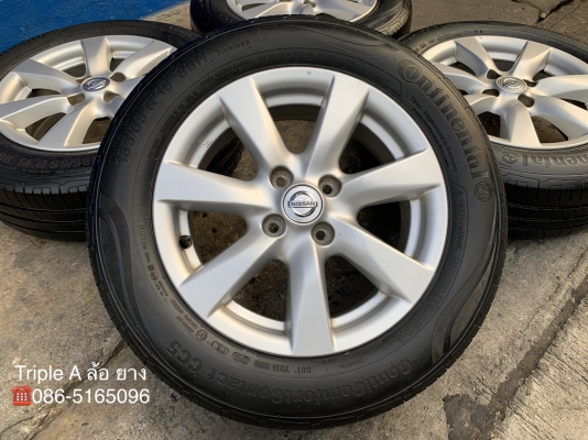 ล้อแม็ก Nissan Almera ขอบ 15 พร้อมยาง 185-65-15 Continental ปี 15 แม็กเดิม ดอกยางหนาปึก ใส่กับ Almera หรือ March ได้เลย