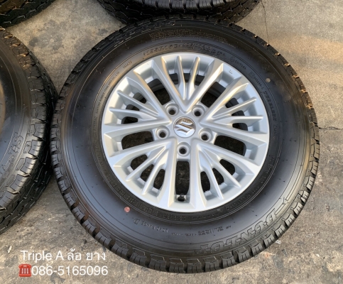 ล้อแม็กป้ายแดง Suzuki Carry APV ขอบ 15 พร้อมยางป้ายแดง 195R15 Dunlop ปลายปี 19 สวยๆ