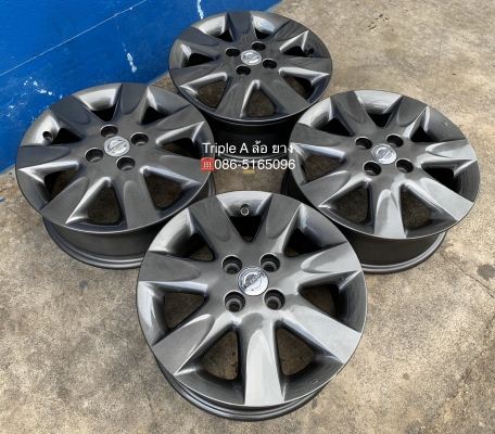 ล้อแม็ก 4รู100 Nissan March ขอบ 15 สีเทากัน สวยๆ